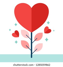 Illustration of love and valentine day, Tree in the shape of heart - Vector