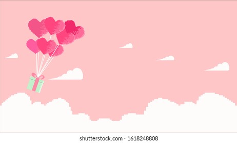 illustration of love and valentine day. Vector symbols of love for Happy Women's, Mother's, Valentine's Day, birthday greeting card design. vector valentine day pixel art and pixel art background