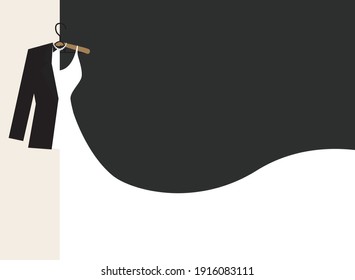 illustration of love and wedding day, vector, paper cut art style