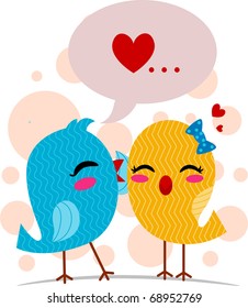 Illustration of a Lovebird Whispering Sweet Nothings