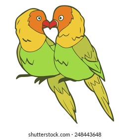 Illustration of lovebirds couple