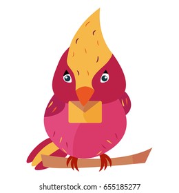 Illustration of the lovely bird with envelope