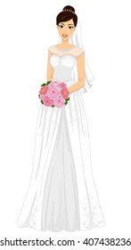 Illustration of a Lovely Bride in a Minimalist Gown