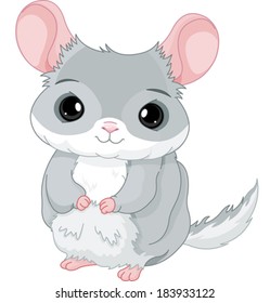 Illustration of lovely grey chinchilla