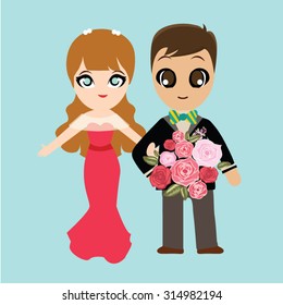 Illustration of lovely sweet couple wedding
