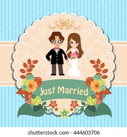 Illustration of lovely sweet couple wedding.