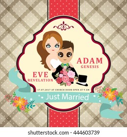 Illustration of lovely sweet couple wedding.