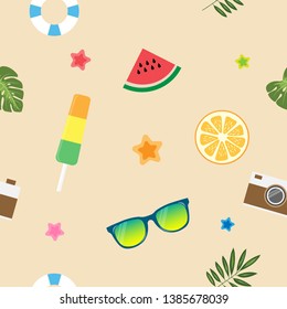 Illustration of Lovely tropical summer, Background Pattern Seamless
