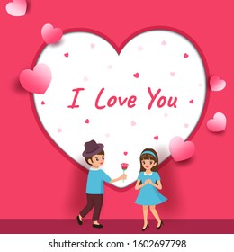 Illustration of lover on heart frame for Valentine's Day