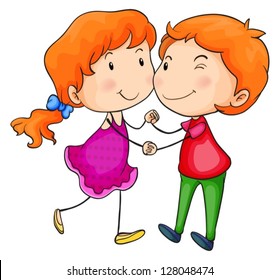 Illustration of lovers dancing on a white background