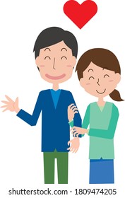 Illustration of lovers who love each other