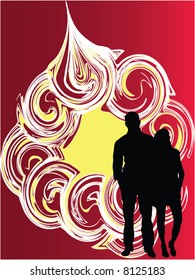 Illustration of loving couple