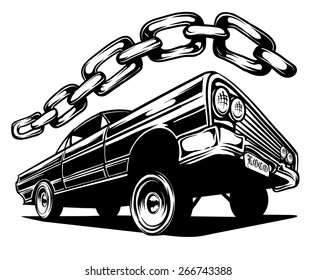 An Illustration Of A Low Rider Car And A Chain