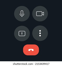 illustration lower buttons of a digital platform call in which you can make video calls to work, study or be with friends