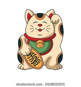 illustration of a lucky cat statue. vector icon on white background.