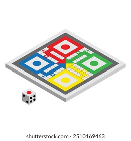 The Illustration of Ludo Game Board 3D