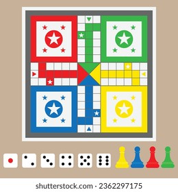 The Illustration of Ludo Game Set