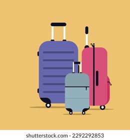 Illustration of luggages of a small family on trip