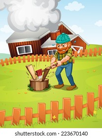 Illustration of a lumber jack chopping wood