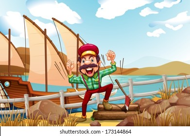 Illustration of a lumberjack shouting