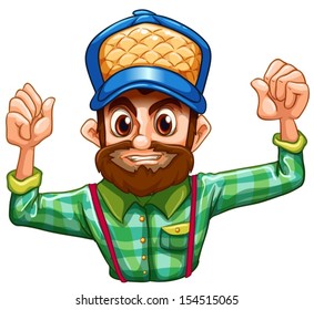 Illustration of a lumberjack wearing a checkered longsleeve on a white background