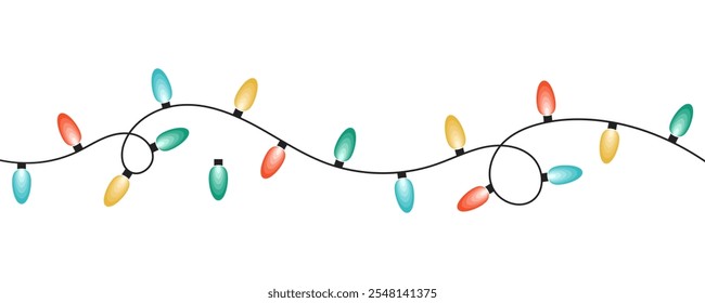  illustration of Luminous hanging colored lights collection.festival of hanging colorful christmas light decoration.vector illustration