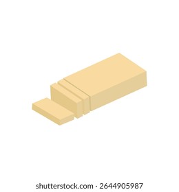 Illustration of a lump of butter.Transparent background material.Seasoning series.