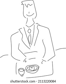 Illustration of lunch time for a man working in a sales department
