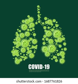 illustration of a lung that has been infected with the corona virus. isolated on a green background. pandemic covid-19. vector