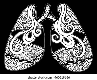 illustration of lungs. Doodle drawing of human organ