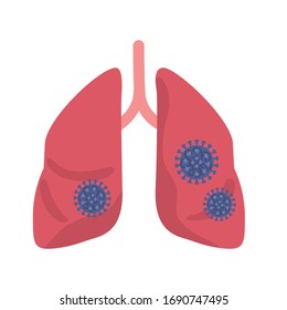 Illustration of lungs infected with coronavirus