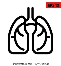 illustration of lungs line icon