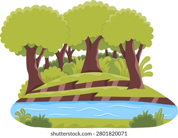 Illustration of a Lush Forest With a Stream