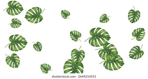  illustration of a lush Monstera plant in a blue pot, perfect for home decor, botanical art, or nature-themed designs. The vibrant green leaves and artistic style add a touch of elegance and freshness