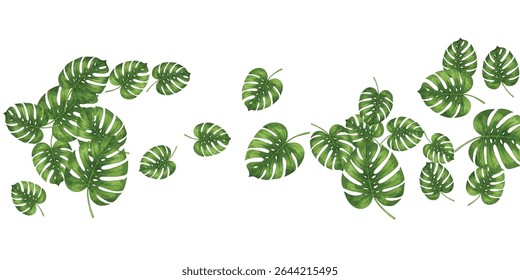  illustration of a lush Monstera plant in a blue pot, perfect for home decor, botanical art, or nature-themed designs. The vibrant green leaves and artistic style add a touch of elegance and freshness