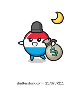 Illustration of luxembourg flag badge cartoon is stolen the money , cute style design for t shirt, sticker, logo element
