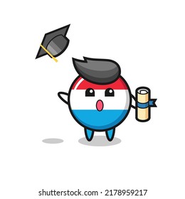 Illustration of luxembourg flag badge cartoon throwing the hat at graduation , cute style design for t shirt, sticker, logo element