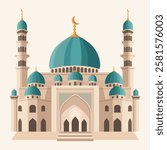 illustration of a luxurious and large mosque, suitable for Ramadan theme or religious theme