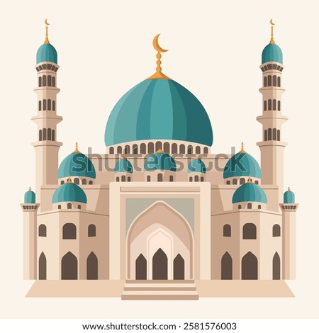 illustration of a luxurious and large mosque, suitable for Ramadan theme or religious theme