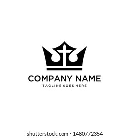 Illustration luxury of the church is symbolized by the cross and the crown logo design