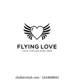 Illustration Luxury flying heart with wing icon logo vector template design