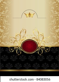 Illustration luxury gold label with emblem - vector