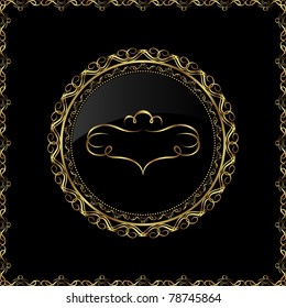 Illustration luxury gold ornament with emblem - vector