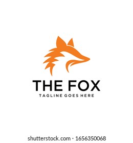 Illustration luxury head fox sign logo design template.