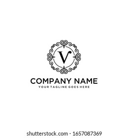 Illustration luxury modern V sign logo design template