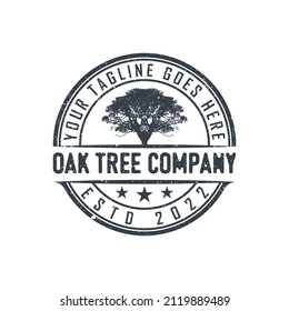 Illustration luxury Oak tree vintage sign logo design template