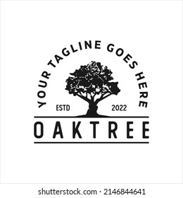 Illustration luxury Oak tree vintage sign logo design template