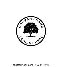 Illustration luxury Old tree vintage sign logo design template 