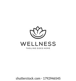 Illustration luxury simple Artistic Lotus Flower logo design illustration