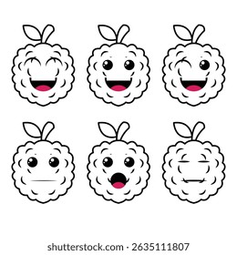 The Illustration of Lychee Fruit Emoticon